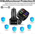 Amiss Car Charger Adapter, 6 USB Multi Port, Fast Charger, Include QC 3.0 and 5 Other Ports, Car Interior Accessories, Fit for iPhone 17/16/15/14/13Pro Max, Samsung, Android (Bright Black)