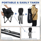 Padded Camping Stool, 18 Inch Oversized Folding Camping Foot Rest, 500lb Outdoor Camp Chair Footstool, Portable Camping Ottoman w/Storage Net, Carry Bag, for Camping Gardening (2, Black)