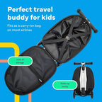 Lascoota Scooter Suitcase - Ride Suitcase for Kids - Carry Luggage & Kid Scooter - Lightweight Luggage with LED Lights - Checkered, 24 x 15 x 19 in, Unisex Child