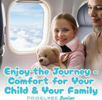 Proglobe Junior Kids Travel Neck Pillow - Ergonomic Memory Foam Pillow for Airplane, Car, Booster Seat - Soft, Washable, Compact Travel Pillow with Strap - Light Pink - Ages 4-13
