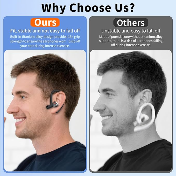 Anti-Slip Ear Hooks for Nothing Ear 3 Earbuds (2025), Comfortable Fit | Sports Anti-Loss | Soft Memory Titanium Alloy Ear Hooks Compatible for Nothing Ear (3) Wireless Earbuds with Lanyard (Black)