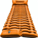 FUN PAC Camping Sleeping Pad, Ultralight Camping Mat with Pillow Built-in Foot Pump & Pillow, Upgraded Compact Camping Air Mattress for Tent, Backpacking-Orange