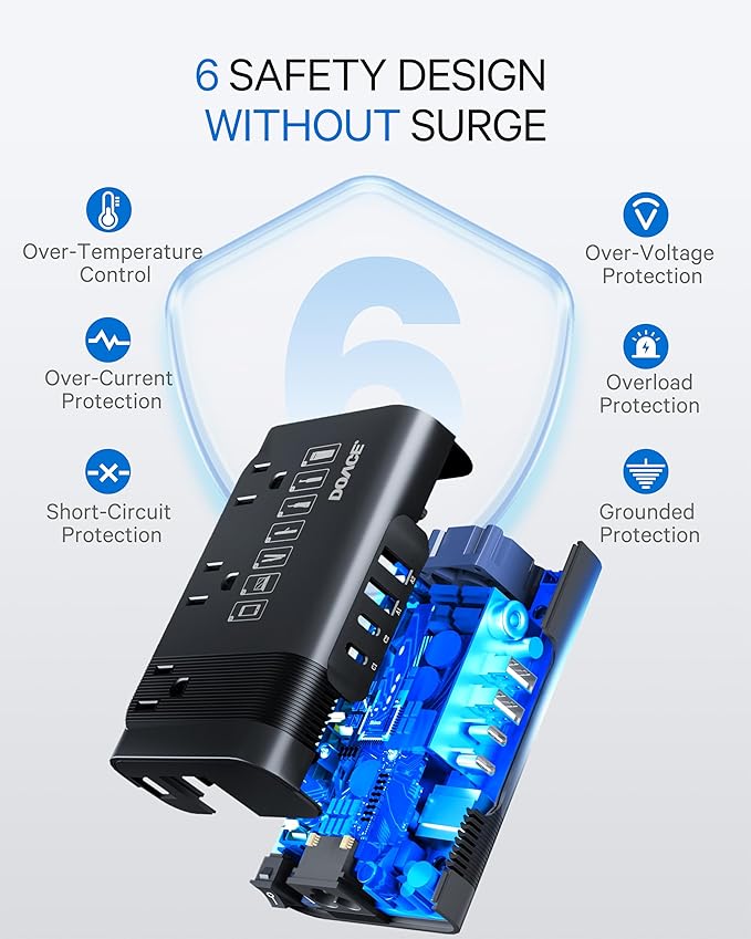 DOACE 350W Voltage Converter US to Europe - 220V to 110V Converter for European Travel, Power Adapter Combo with PD Chargers for Hair Straightener Shaver Toothbrush CPAP Camera Phone