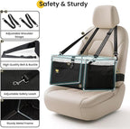 Conlun Dog Car Seat Booster for Small Pet Under 20lbs, Portable Travel Puppy Car Seat with Internal Steel Frame, Comfort Cushion & Storage Pockets, Adjustable Straps Fit Most Cars, Black