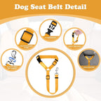 BWOGUE Pet Dog Cat Seat Belts, Car Headrest Restraint Adjustable Safety Leads Vehicle Seatbelt Harness (1 Pack, Yellow, Not Elastic)
