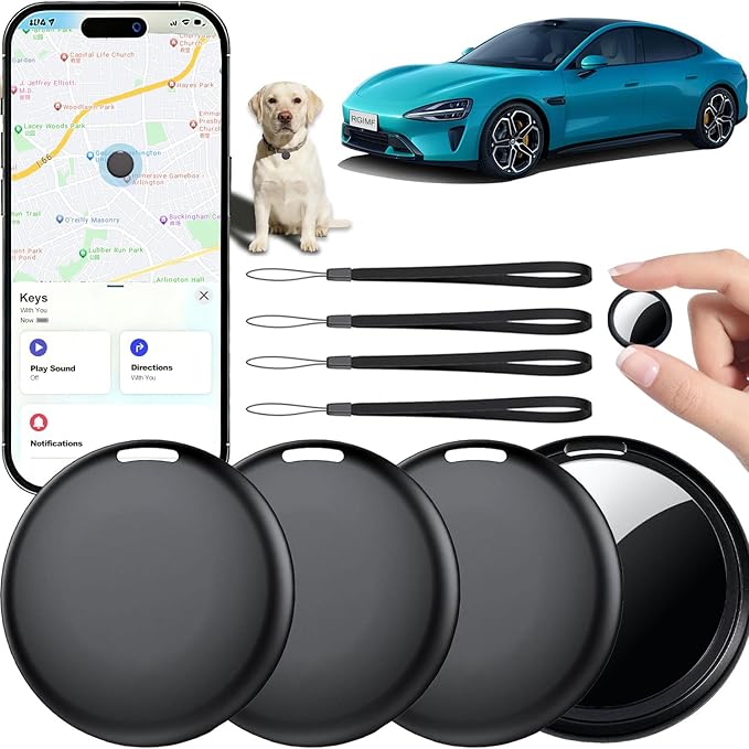 GPS Tracker for Vehicles No Subscription, Hidden Tracker Device for Vehicles, Mini Car Tracker Tag Work with Find My (iOS Only), Tracking Device for Kids, Key, Pet (4)