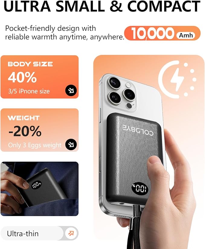 Ultra-Light 5V 7.4V 10000mah Heated Vest Battery Pack Compatible with ORORO, Battery Pack for Heated Vest with LED, Rechargeable Power Bank for TODWARM, for XINSONYUELL, for Vestego, for Weamest