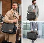ESTARER Messenger Bag 17.3 Inch, Mens Computer Bag for Teacher/College/Work/Travel, Water-resistant Canvas Laptop Bag Satchel Briefcase, Dark Grey