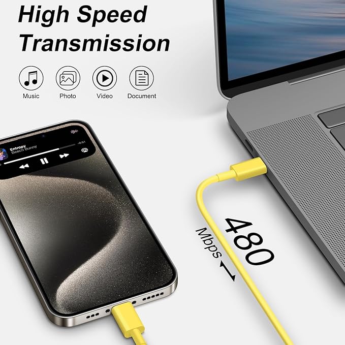 iPhone 17 16 15 Charger Fast Charging 10FT - 20W USB C Charger Block with 10FT Type C to C Cable Compatible with iPhone 17/17 Pro/17 Pro Max/Air/16/16e/15, iPad Pro, iPad Air (Yellow)