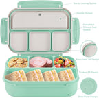 shell and turtle Bento Box Adult Lunch Box, Lunch Containers for Kids Girls Boys with 4 Compartments, Lunchable Food Container with Utensils, Sauce Jar, Muffin Liners, 40 Oz/5 Cup, Seafoam Green