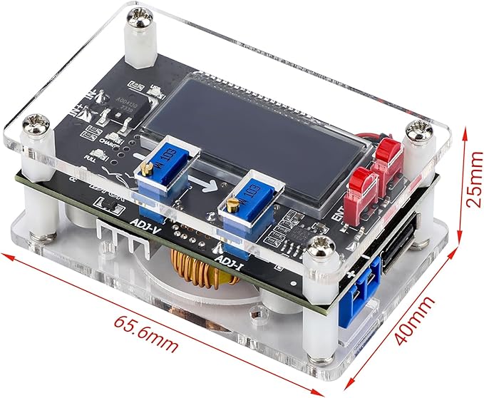 DROK DC Buck Converter Adjustable Voltage Regulator 12V 6V-32V to 1.5-32V 5A, LCD Screen Step Down Converter with USB Port and Protective Case
