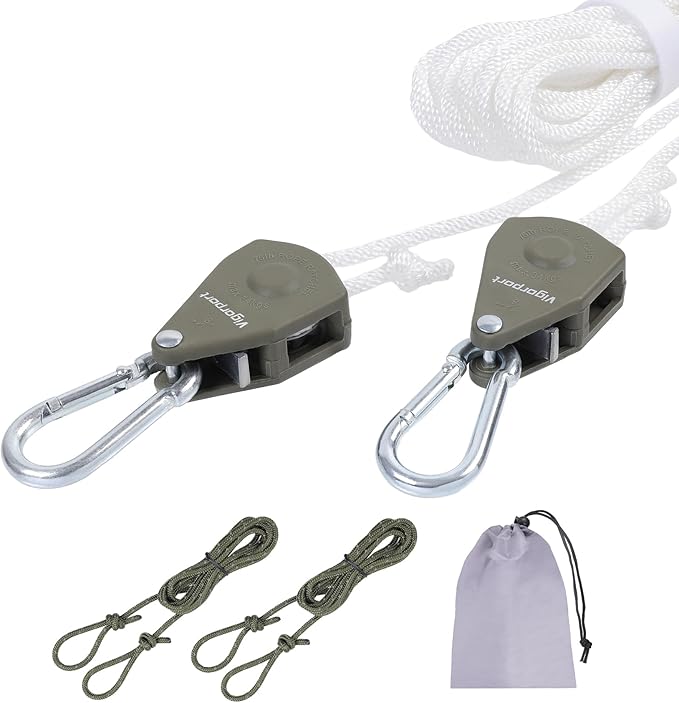 Vigorport Retractable Travel Clothesline, Portable Clothes Line Heavy Duty Rope Pully System with Carabiner for Outdoor Camping, Cruise Ships, Indoor Backyard, Balcony (White, 19Ft)
