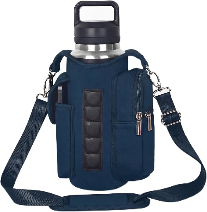 Magnetic Gym Tote Bag Holder for 18-40 oz Water Bottle,Neoprene Pouch with Phone Pocket,Men Women Workout Accessories