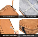CAAORDKSO Universal Electronics Accessories Carrying Case, Electronic Cable Organizer Bag, Travel Cable Accessories Bag Pouch for Cable, USB, Cord, Charger, Phone, Power Bank, Earphone (Brown, Large)