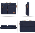 MOSISO 360 Protective Laptop Shoulder Bag,13-13.3 inch Computer Bag Compatible with MacBook Pro 14, HP, Dell, Lenovo, Asus Notebook,Side Open Messenger Bag with 4 Zipper Pockets&Handle, Navy Blue
