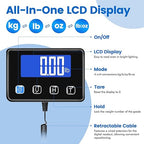 MaxWorks Digital Platform Scale 440 lb Capacity Stainless Steel Shipping Scale USB-C Rechargeable with LCD Display for Packages Luggage & Warehouse Use 51076