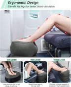 Inflatable Travel Foot Rest Pillow, Kids Airplane Bed, Adjustable 3 Layers Height Leg Rest Pillow, Adults Travel Essentials Great for Airplane, Office, Home, Trains, Cars (Dark Grey)