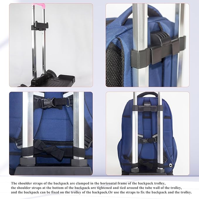 Foldable Backpack Luggage Trolley – 3-Wheel Portable Rolling Cart with Strap & Edge Guard Base, Heavy Duty Aluminum Folding Hand Truck for Travel, Commuting, Utility, and Daily Use