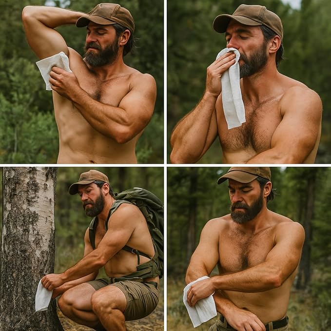 The Grime Reaper Set, On-the-Go Hygiene Kit, For Filth Elimination, Wiping and Killing Stink, 15 B.O.dorant Swipes, 15 Butt Napkins, 5 Hand Sanitizing Wipes, 1 Disposable Bag