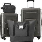 2 Piece Luggage Sets with Bags, Lightweight Expanable Carry on Luggage Sets, Hardshell ABS Spinner Wheels Suitcase with TSA Lock,for Women Men, 20 IN & 24 IN, Dark Grey