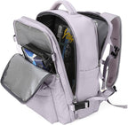 WONHOX Large Travel Backpack Women, Carry On Backpack,Hiking Backpack Waterproof Outdoor Sports Rucksack Casual Daypack with USB Charging Port Shoes Compartment, Purple