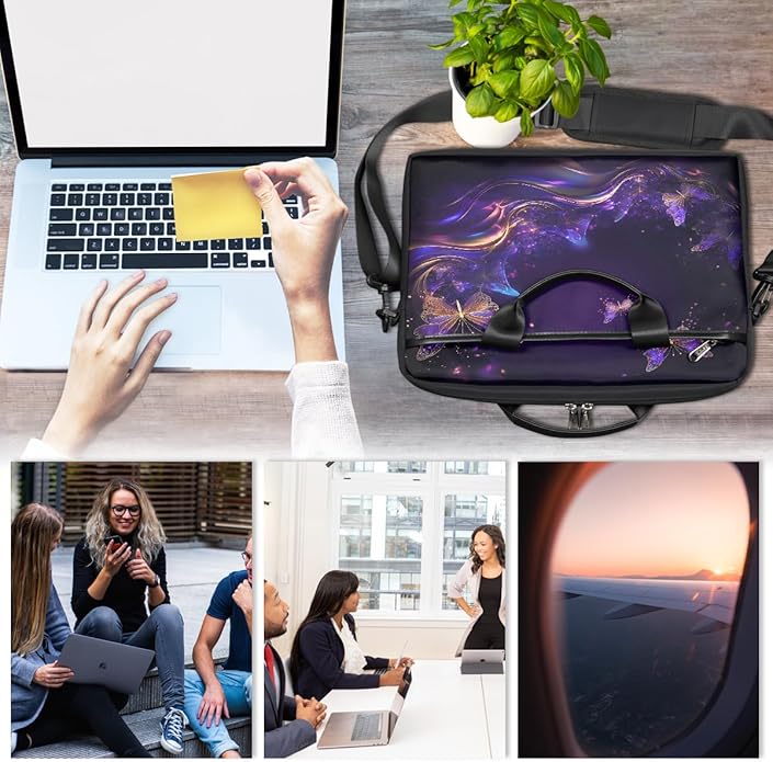 Laptop Shoulder Bag for Women Men, Waterproof Computer Case Messenger Bag Briefcase for Business Office Travel
