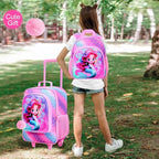 2Pcs Kids Suitcase Set, Girls Carry on Rolling Luggage with Wheels, Mermaid Travel Suitcases with Toddler Backpack(Pink)