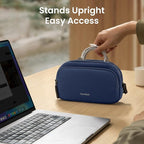tomtoc Electronic Organizer Travel Case, Water Resistant Dual Compartment Tech Pouch Cable Organization Storage Bag for Charger, Cord, Phone, Hard Drive, Power Bank, Accessories Travel Essentials