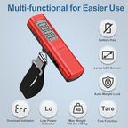 Battery-Free Digital Luggage Scale, 110lbs/50kg Portable Handheld Hanging Scale for Luggages, Suitcases, Backpacks & Bags, Easy Weighing for Travel, No Need Batteries (Red)
