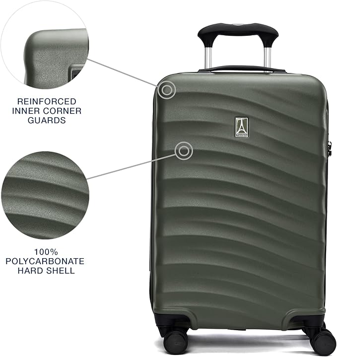 Travelpro Maxlite Air V2 Hardside Expandable Carry on Luggage, 8 Spinner Wheels, Lightweight Hard Shell Suitcase, TSA lock, Slate Green, Carry On 20-Inch