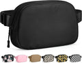 Pritent Fanny Packs for Women Cross Body Bag Waterproof Belt Bag with Adjustable Strap and Zipper Back Pocket Small Crossbody Bags Fashion Waist Packs for Workout Travelling(Black)