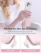 RORRY CharmGo Portable Charger, 10000mAh PD 30W Fast Charging Portable Charger Power Bank with Built-in Cables, Travel Keychain Charger Battery Pack for iPhone 17/16/15, for AirPods 2/3/4/Pro, Pink