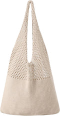 Premillow Crochet Beach Tote Bags, Stylish Mesh Beach Bags Shoulder Bag for Women, Cute Summer Vacation Boho Tote Bag