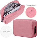 CAAORDKSO Electronics Organizer Travel Bag, Small Cable Organizer Case Waterproof Accessories Pouch, Travel Electronic Carrying Case for Cable, Cord, Charger, Phone, Power Bank, Earphone (Small-Pink)