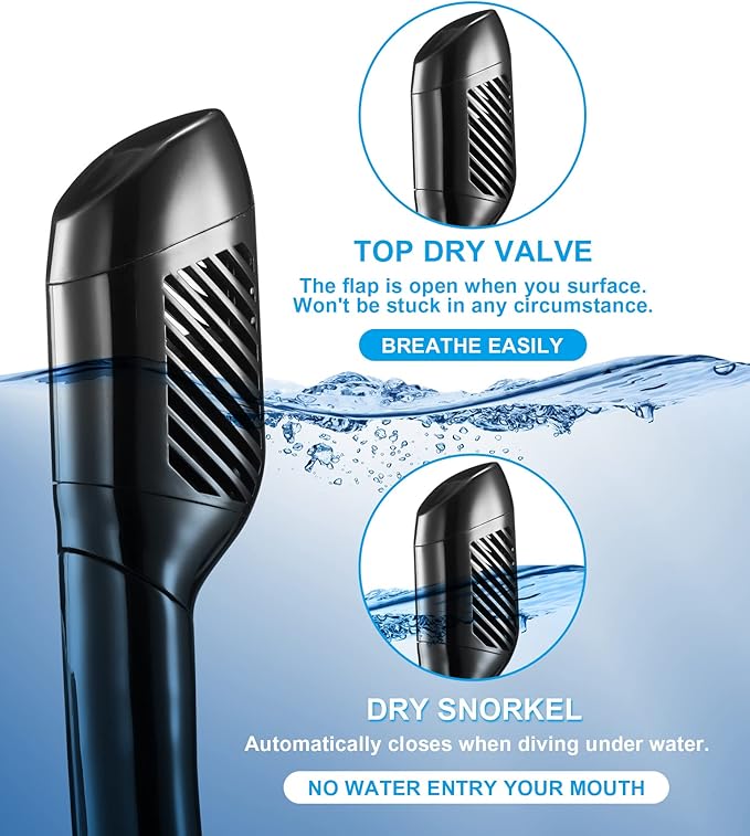 Aegend Snorkeling Gear for Adults Youth Kids, Snorkel Mask with Top Dry Valve - Panoramic View Anti-Leak and Anti-Fog with Mesh Bag for Snorkeling, Scuba Diving, Freediving & Swimming