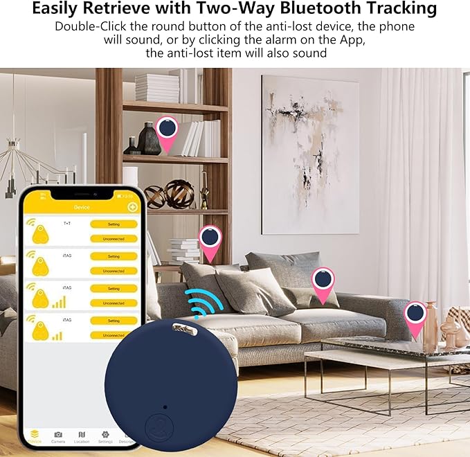 Aircawin GPS Tracker Case,Key Item Finder Locator,No Monthly Fee App for iOS/Android 2023 Latest,Portable Anti-Lost Bluetooth Mini Tag Item Tracker for Luggages/Kids/Pets/Phone/Wallet/Bag-1Pcs-Blue