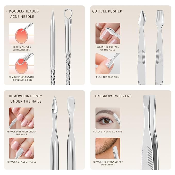 ZIZZON Professional Nail Care kit Manicure Grooming Set with Travel Case(Rose Gold)