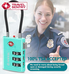 ANVIL TSA Approved Luggage Locks – High Security TSA008 Combination Travel Locks with Inspection Indicator for Suitcases and Backpacks. (2, Cyan)