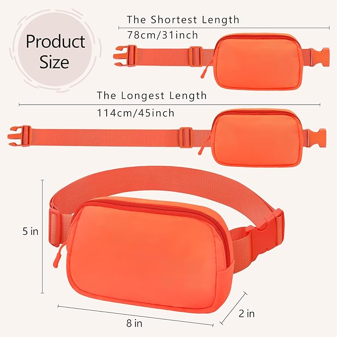 Fanny Pack Crossbody Bag for Women and Men, Belt Bag for Hiking Bum Bag with Adjustable Strap,Casual Cell Phone Pouch?Waist pack for Running Workout Sports Travel Orange