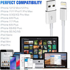 iPhone Charger Cable,Lightning to USB-A MFi Certified Cord 4PACK [3/3/6/6FT] Fast Charging Cord Compatible iPhone iPhone 12/12 PRO/Max/11/11PRO/XS/Max/XR/X/8/8Plus/7/6S/6/plus/iPad Air-White