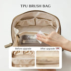 EACHY Travel Makeup Bag, Large Capacity Cosmetic Bag for Women, Waterproof PU Leather, Flat Open Portable Toiletry Bag for Skincare, Brushes & Travel Essentials