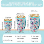 KJQJLY 3 Pack Reusable Iced Coffee Sleeves for Iced Coffee Cups or Drinks Reusable Neoprene Insulated Sleeves for Hot and Cold Drinks from Starbucks, Dunkin, And More (White Flower Bush)