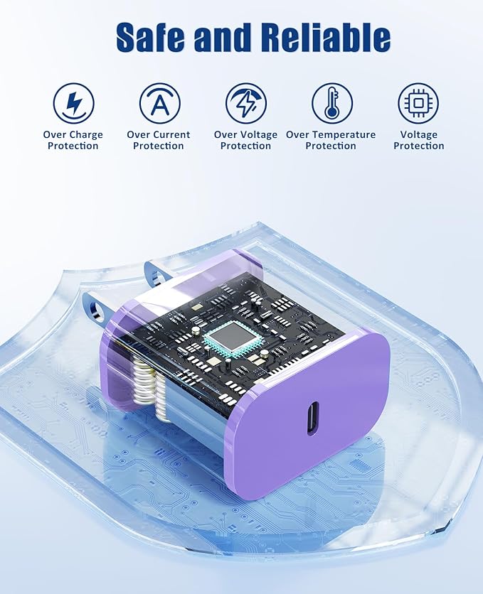 for Apple Watch Charger Fast Charging,3 in 1 Multi Chargers Cable with 20W USB C Charger, iWatch Charger Cord 6FT for iWatch Series Ultra2/SE/10/9/8/7/6/5/4/3/iPhone 15 16 Pro Max/14/13/12/11(Purple)