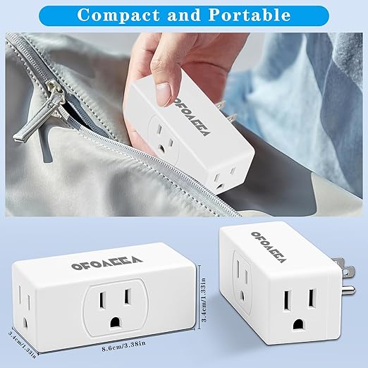 3 Way Plug, Multi Plug Outlet, 3 Outlet Adapter, 3 Outlet Extender, Outlet Splitter, Multi Plug Wall Outlet, Wall Outlets Extender, for Ship Home Office White (1 Pack)