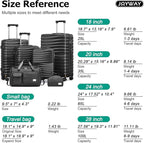 Joyway Luggage Sets 6 Piece with Detachable Spinner Wheels, Lightweight Hard Shell Travel Suitcse Set with TSA Lock (Black, 6 Piece Set)