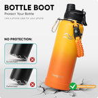 Swigina [2-IN-1 LID] Insulated Water Bottle with Silicone Boot (36hrs Cold/18hrs Hot) - DIY Stickers, Leakproof, BPA Free, 40 oz