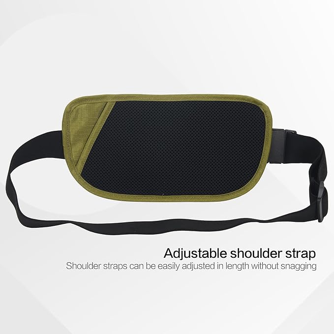 Slim Money Belt for Travel - Anti-Theft Hidden Passport Holder Waist Wallet with Secure Pouch for Cash, Credit Cards & Phone Safe (Small Olive-Green)