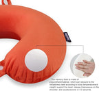 Orange Memory Foam Velvet Travel Neck Pillow for Airplane Car Train