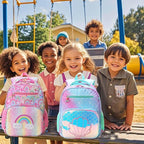 RHCPFOVR Kids Backpack for Girls - Girls Backpack 3-8 Ages Mermaid for Kids 15 Inch School Bookbag for Kindergarten Elementary School Bookbag for Girl 1st 2nd Grade