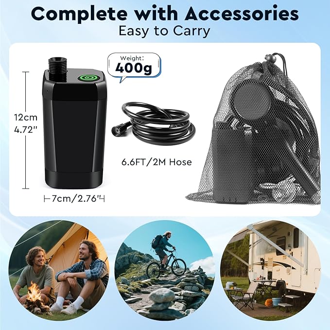 Fotgear Portable Camping Shower - 6000mAh Rechargeable Outdoor Shower with LED Display - IPX7 Waterproof Camping Shower Kit for Hiking, Travel, Car Washing, RV, Pet Bath